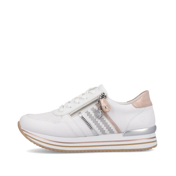 Remonte Women's shoes | Style D1318 Athletic Lace-up with zip - White Combination | Free Delivery