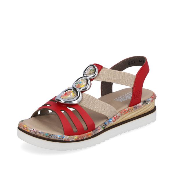 Rieker Women's sandals | Style 679L4 Casual Sandal - Red | Free Delivery