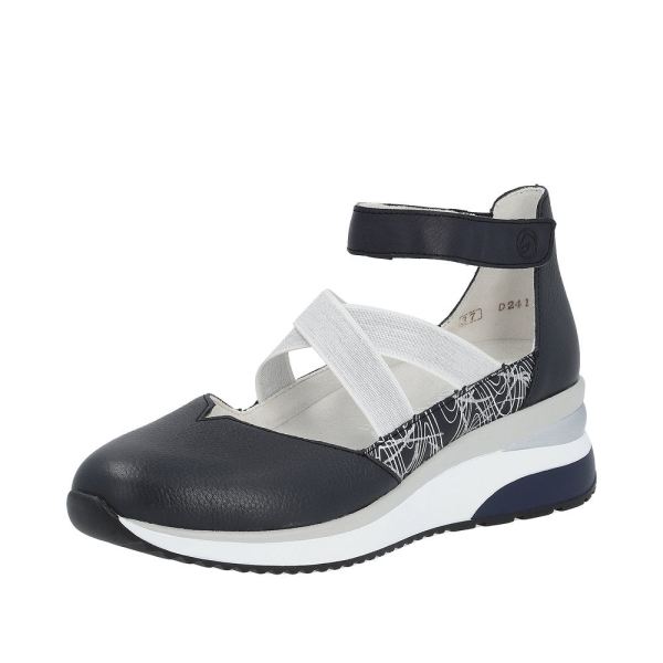 Remonte Women's shoes | Style D2411 Athletic Ballerina with Strap - Blue Combination | Free Delivery