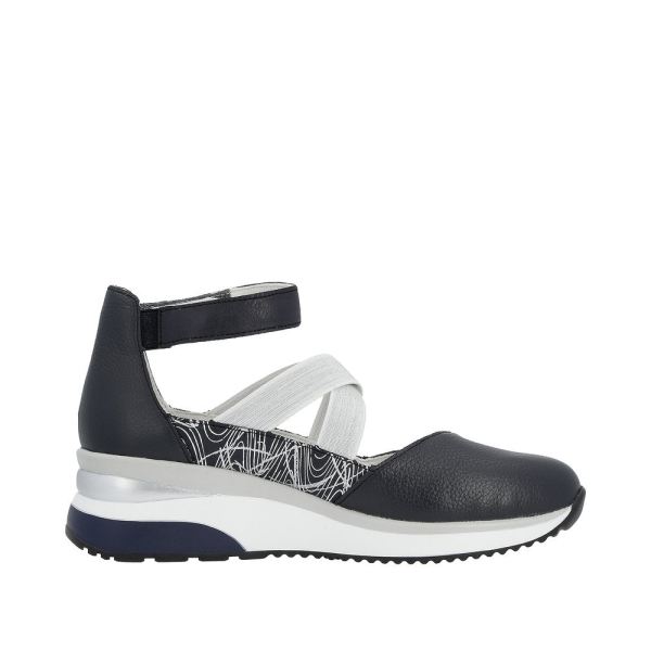 Remonte Women's shoes | Style D2411 Athletic Ballerina with Strap - Blue Combination | Free Delivery