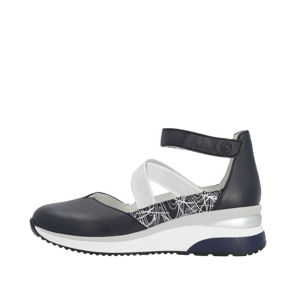 Remonte Women's shoes | Style D2411 Athletic Ballerina with Strap - Blue Combination | Free Delivery