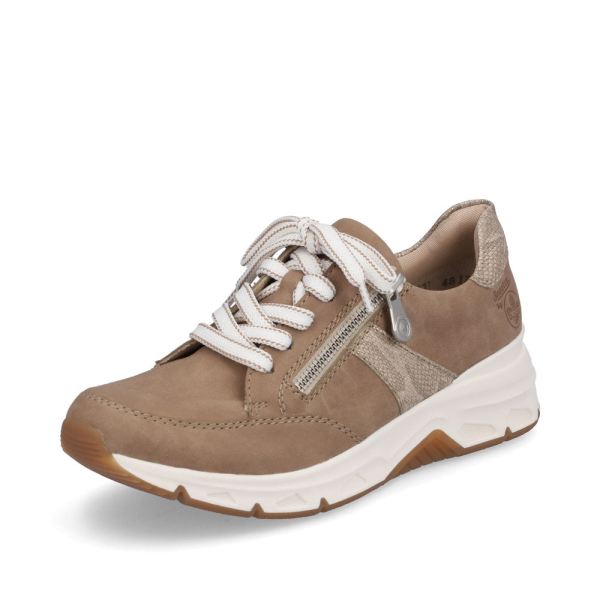 Rieker Women's shoes | Style 48133 Athletic Lace-up with zip - Beige | Free Delivery