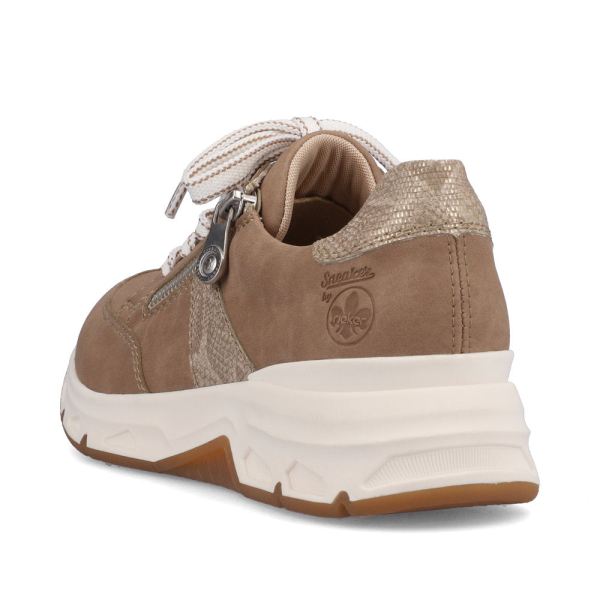 Rieker Women's shoes | Style 48133 Athletic Lace-up with zip - Beige | Free Delivery