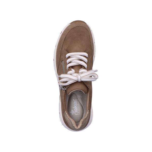 Rieker Women's shoes | Style 48133 Athletic Lace-up with zip - Beige | Free Delivery