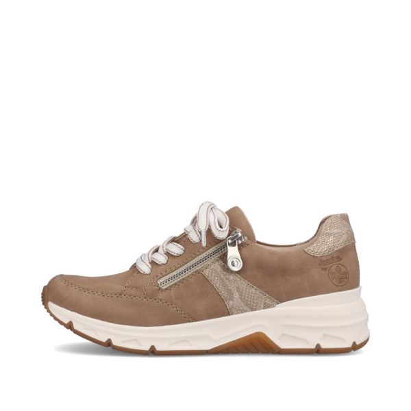 Rieker Women's shoes | Style 48133 Athletic Lace-up with zip - Beige | Free Delivery