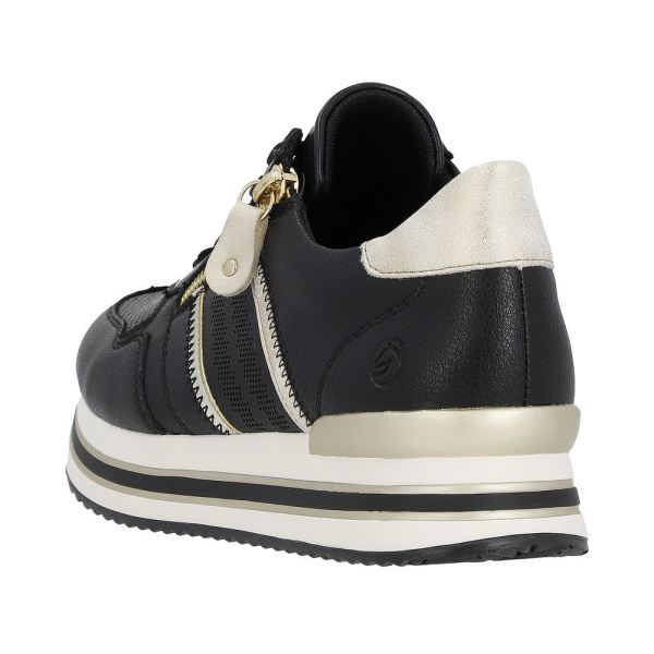 Remonte Women's shoes | Style D1318 Athletic Lace-up with zip - Black Combination | Free Delivery