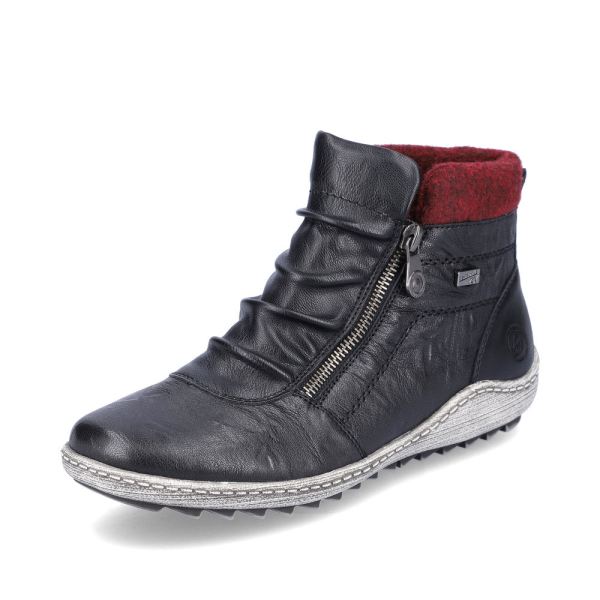 Remonte Leather Women's Mid Height Boots| R1486-22 Mid-height Boots - Black Combination | Free Delivery