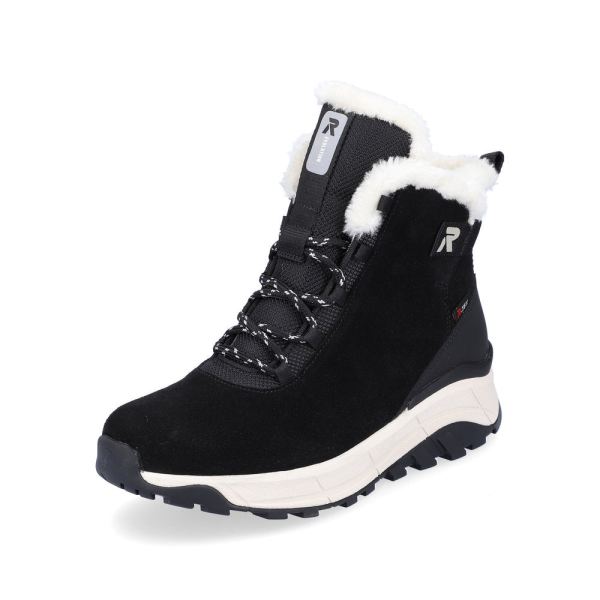 Rieker EVOLUTION Suede leather Women's Short Boots| W0060 Ankle Boots - Black | Free Delivery