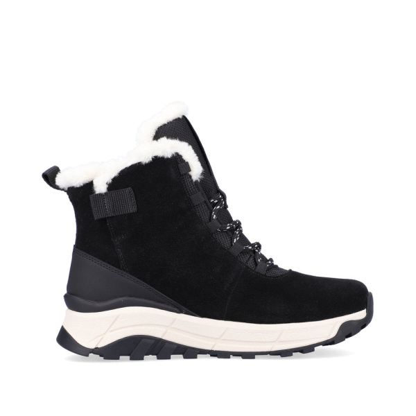 Rieker EVOLUTION Suede leather Women's Short Boots| W0060 Ankle Boots - Black | Free Delivery