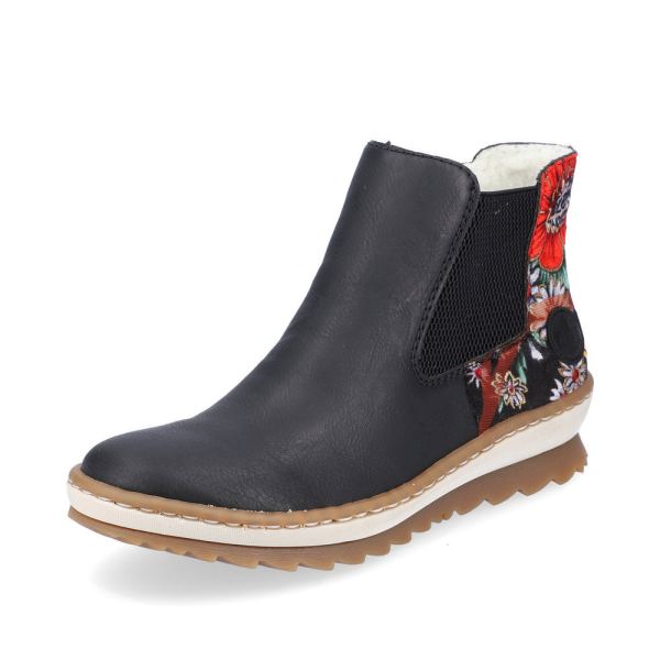 Rieker Synthetic leather Women's Short Boots| Z8689 Ankle Boots - Black Combination | Free Delivery