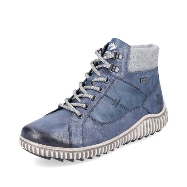 Remonte Leather Women's Mid Height Boots| R8276-01 Mid-height Boots - Blue Combination | Free Delivery