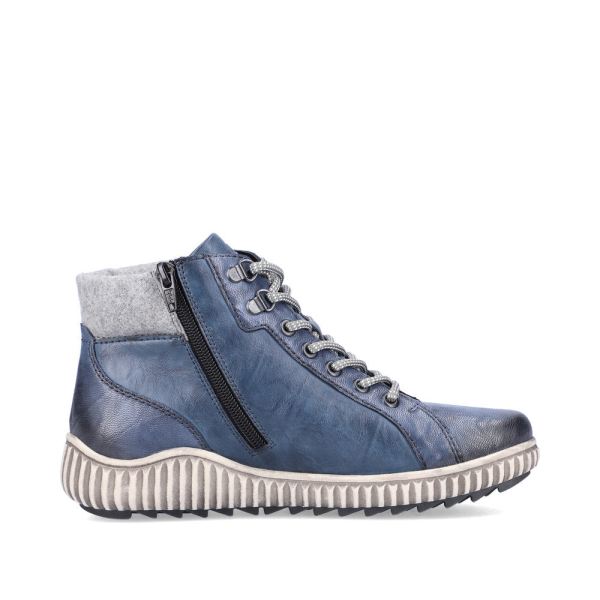Remonte Leather Women's Mid Height Boots| R8276-01 Mid-height Boots - Blue Combination | Free Delivery