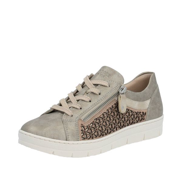 Remonte Women's shoes | Style D5830 Casual Lace-up with zip - Metallic | Free Delivery