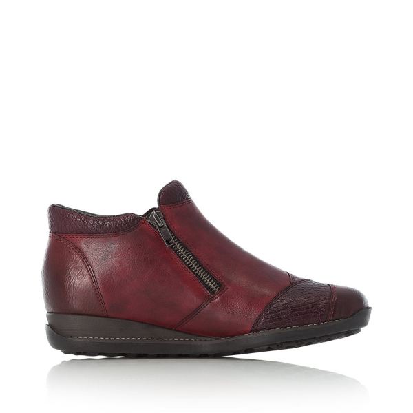 Rieker Leather Women's short boots| 44281 Ankle Boots - Red | Free Delivery