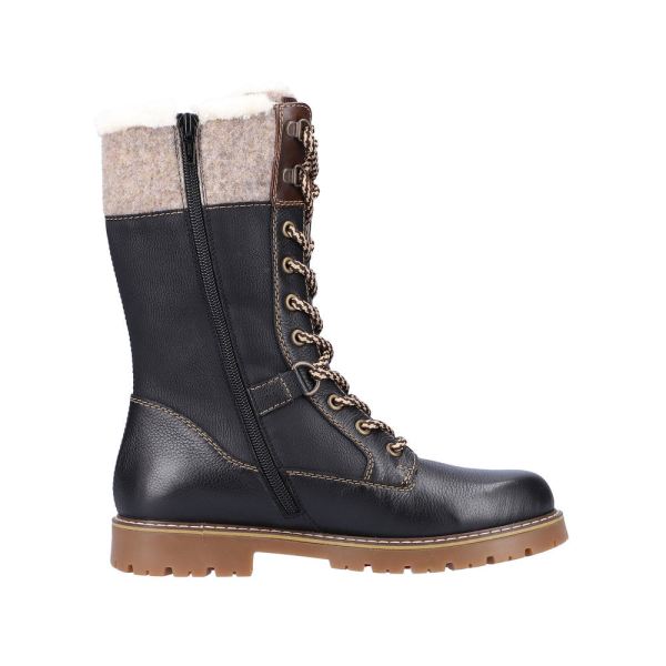 Remonte Leather Women's Mid Height Boots| D9379 Mid-height BootsFlip Grip - Black Combination | Free Delivery