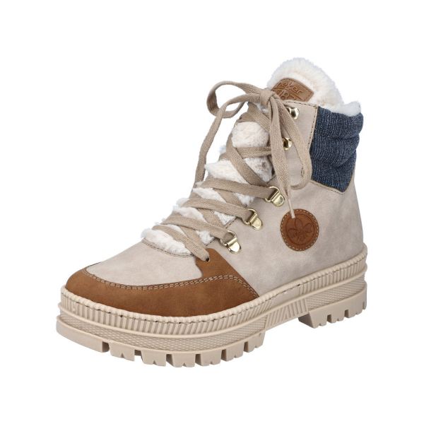 Rieker Synthetic Material Women's short boots| Z1810 Ankle Boots - Beige Combination | Free Delivery