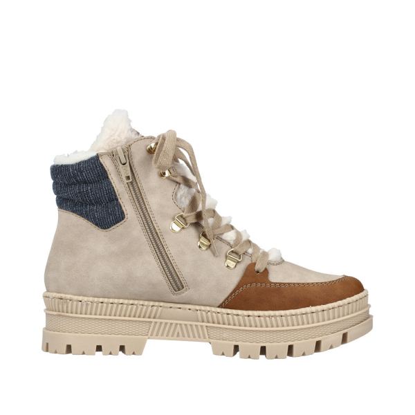 Rieker Synthetic Material Women's short boots| Z1810 Ankle Boots - Beige Combination | Free Delivery