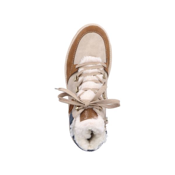 Rieker Synthetic Material Women's short boots| Z1810 Ankle Boots - Beige Combination | Free Delivery