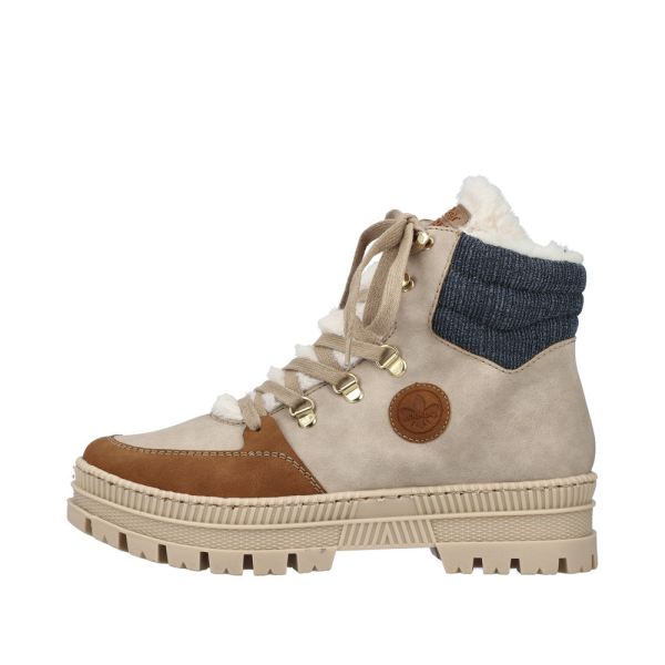Rieker Synthetic Material Women's short boots| Z1810 Ankle Boots - Beige Combination | Free Delivery