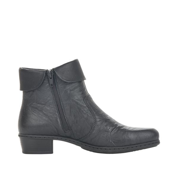 Rieker Leather Women's short boots| Y07A8 Ankle Boots - Black | Free Delivery