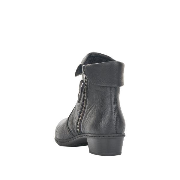 Rieker Leather Women's short boots| Y07A8 Ankle Boots - Black | Free Delivery