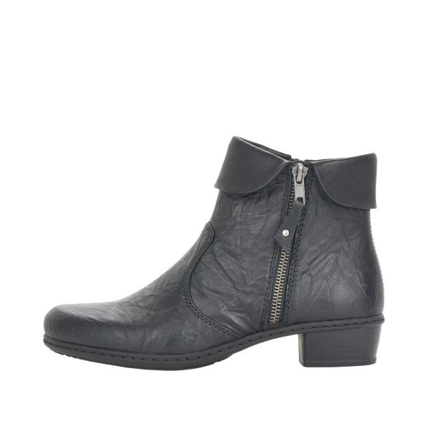 Rieker Leather Women's short boots| Y07A8 Ankle Boots - Black | Free Delivery