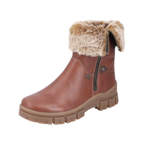 Rieker Synthetic Material Women's short boots| Z1082 Ankle BootsFiber Grip - Brown | Free Delivery
