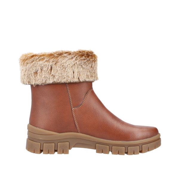 Rieker Synthetic Material Women's short boots| Z1082 Ankle BootsFiber Grip - Brown | Free Delivery