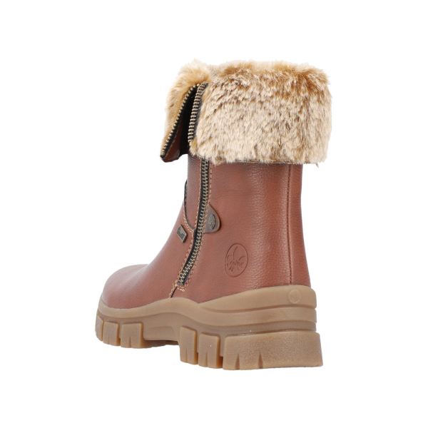 Rieker Synthetic Material Women's short boots| Z1082 Ankle BootsFiber Grip - Brown | Free Delivery