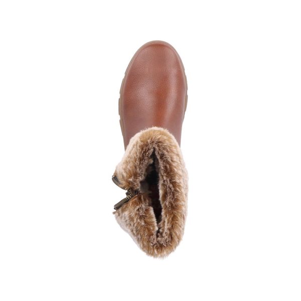Rieker Synthetic Material Women's short boots| Z1082 Ankle BootsFiber Grip - Brown | Free Delivery