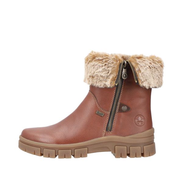 Rieker Synthetic Material Women's short boots| Z1082 Ankle BootsFiber Grip - Brown | Free Delivery