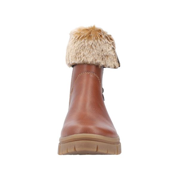 Rieker Synthetic Material Women's short boots| Z1082 Ankle BootsFiber Grip - Brown | Free Delivery