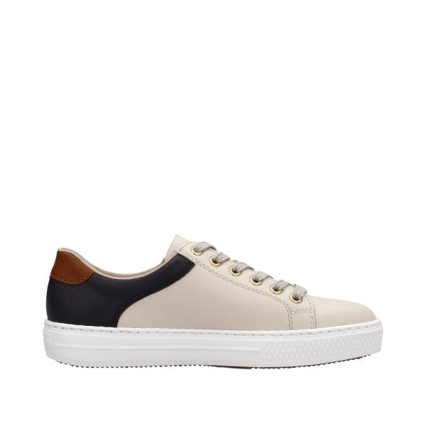Rieker Women's shoes | Style L59A1 Athletic Lace-up with zip - Beige Combination | Free Delivery