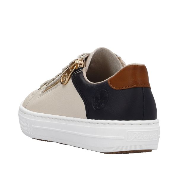 Rieker Women's shoes | Style L59A1 Athletic Lace-up with zip - Beige Combination | Free Delivery