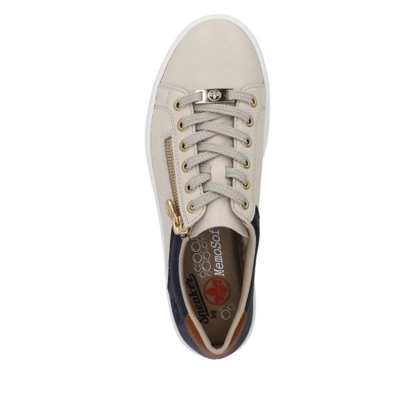 Rieker Women's shoes | Style L59A1 Athletic Lace-up with zip - Beige Combination | Free Delivery