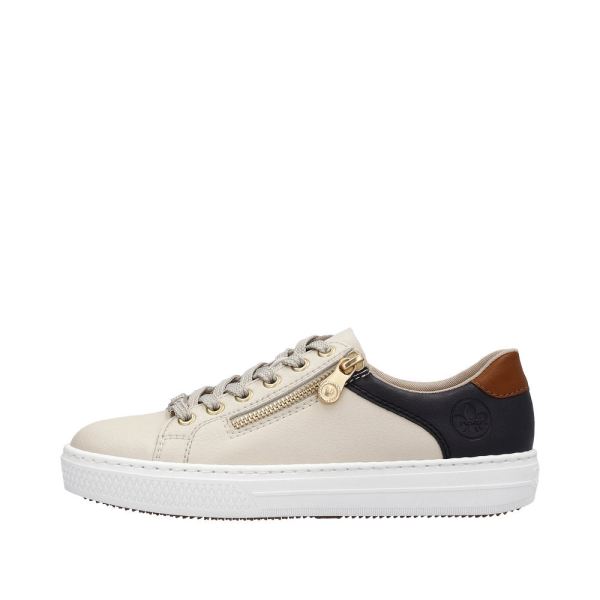 Rieker Women's shoes | Style L59A1 Athletic Lace-up with zip - Beige Combination | Free Delivery