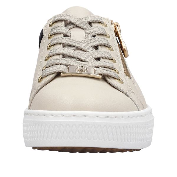 Rieker Women's shoes | Style L59A1 Athletic Lace-up with zip - Beige Combination | Free Delivery