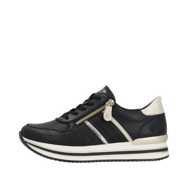 Remonte Women's shoes | Style D1318 Athletic Lace-up with zip - Black Combination | Free Delivery