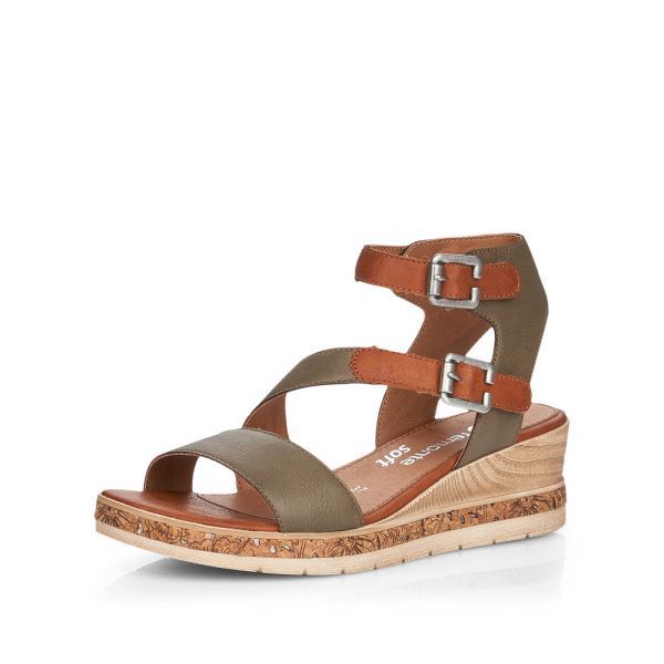 Remonte Women's sandals | Style D3052 Casual Sandal - Green Combination | Free Delivery