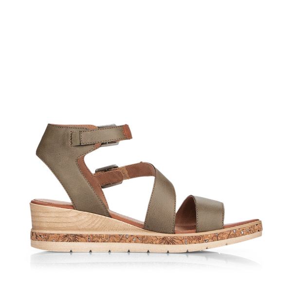 Remonte Women's sandals | Style D3052 Casual Sandal - Green Combination | Free Delivery