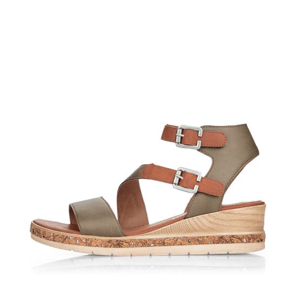 Remonte Women's sandals | Style D3052 Casual Sandal - Green Combination | Free Delivery