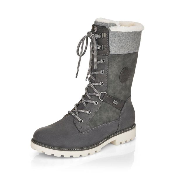 Remonte Suede leather Women's mid height boots| D8474-22 Mid-height Boots - Grey Combination | Free Delivery