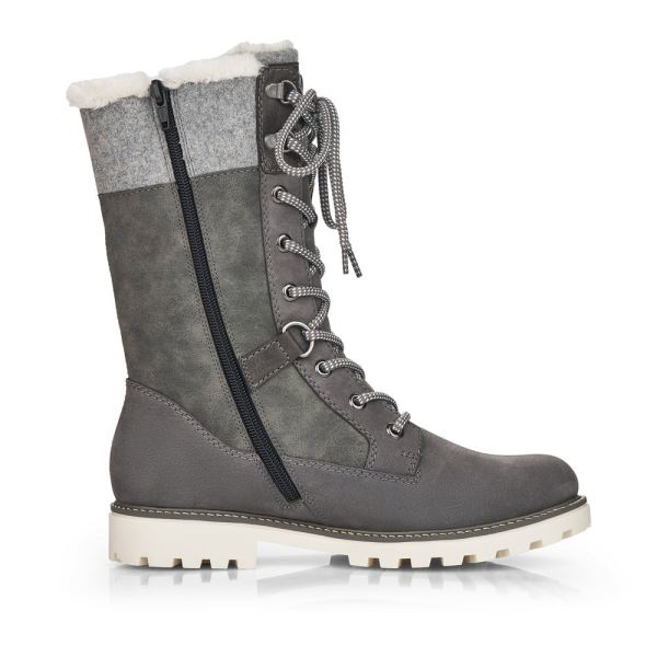 Remonte Suede leather Women's mid height boots| D8474-22 Mid-height Boots - Grey Combination | Free Delivery