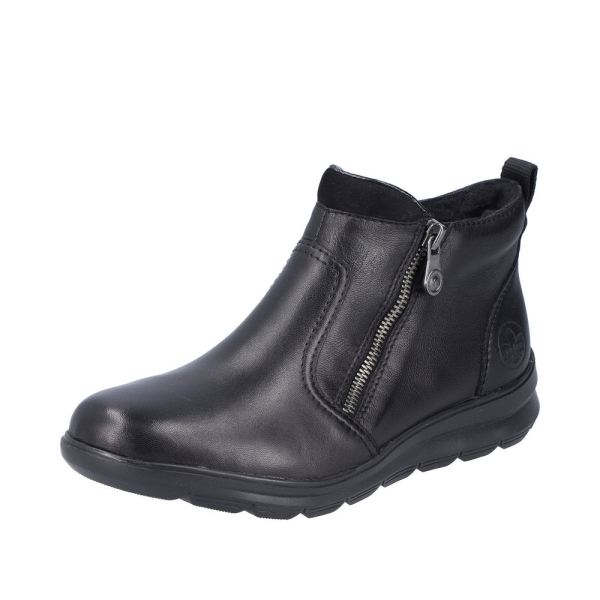Rieker Leather Women's short boots| Z0060 Ankle Boots - Black | Free Delivery