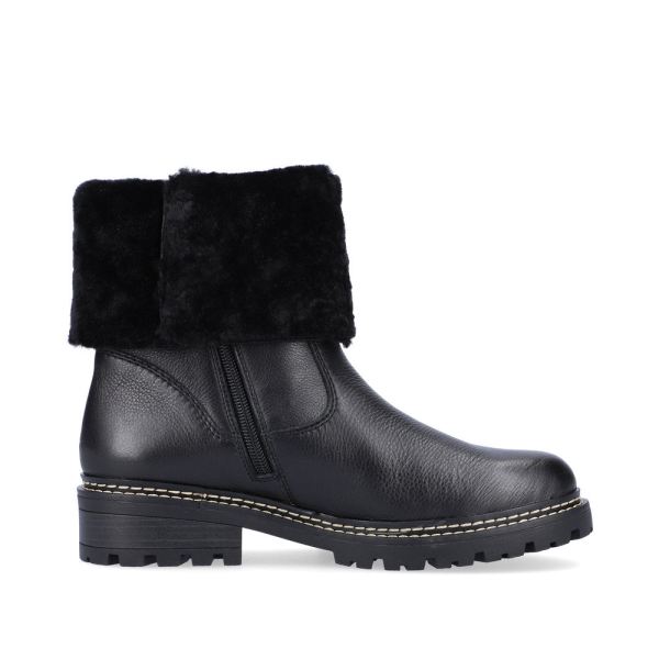 Remonte Leather Women's mid height boots| D0B71 Mid-height BootsFiber Grip - Black | Free Delivery