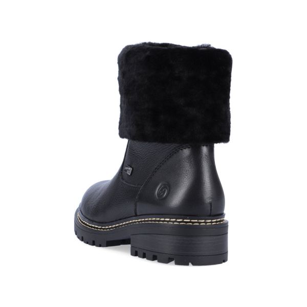 Remonte Leather Women's mid height boots| D0B71 Mid-height BootsFiber Grip - Black | Free Delivery