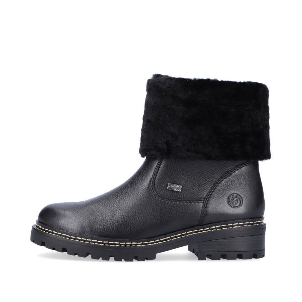 Remonte Leather Women's mid height boots| D0B71 Mid-height BootsFiber Grip - Black | Free Delivery
