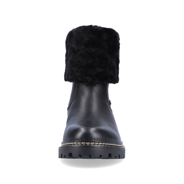 Remonte Leather Women's mid height boots| D0B71 Mid-height BootsFiber Grip - Black | Free Delivery