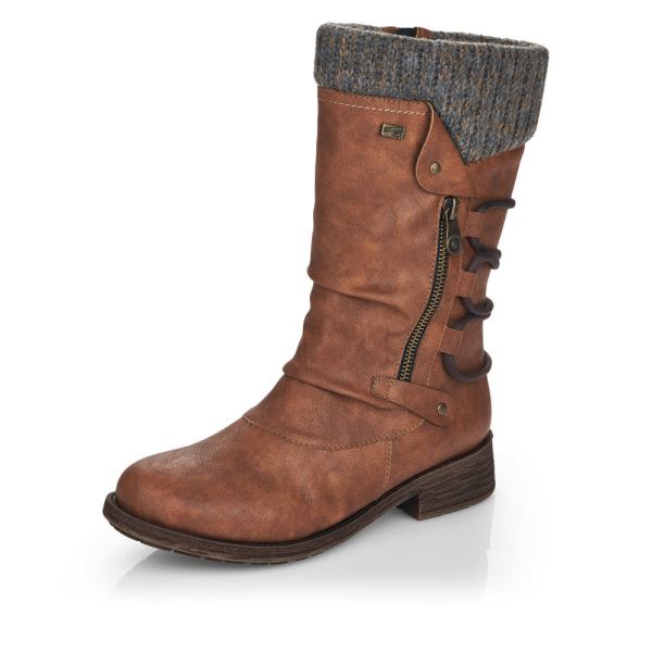 Remonte Synthetic Material Women's Mid Height Boots| D8070-01 Mid-height Boots - Brown Combination | Free Delivery