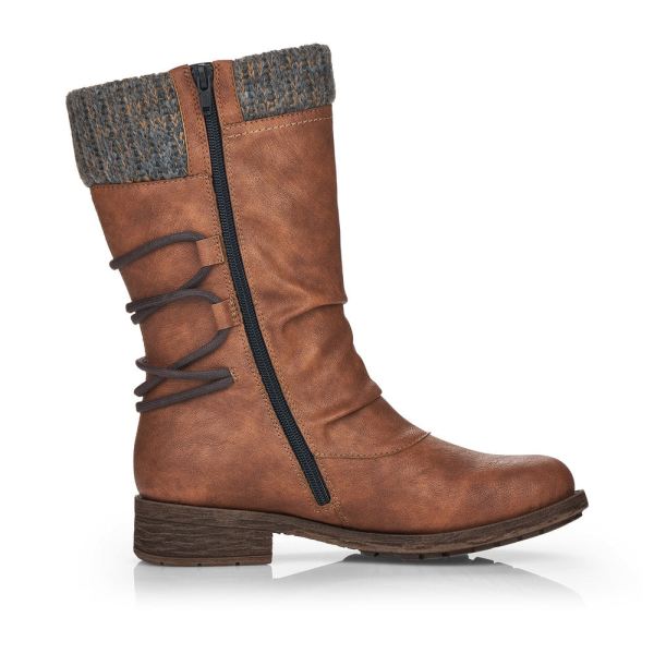Remonte Synthetic Material Women's Mid Height Boots| D8070-01 Mid-height Boots - Brown Combination | Free Delivery